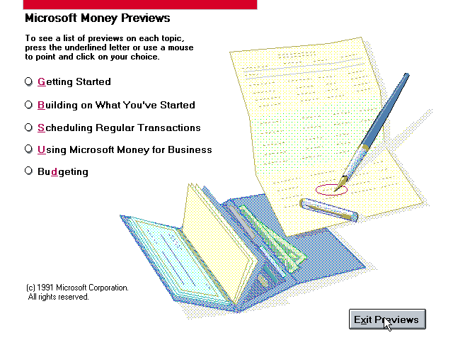 Microsoft Money 1.0b - Preview